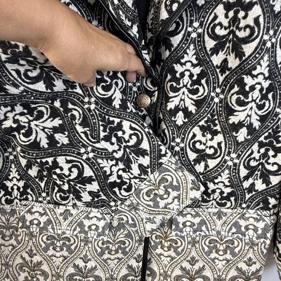 Chicos Beaded Cream & Black Tapestry Jacquard Jacket Blazer Sz 2=US 12 - Picture 10 of 11
